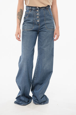 Super Wide Leg Denims with Embroidered Pockets