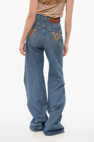 Super Wide Leg Denims with Embroidered Pockets