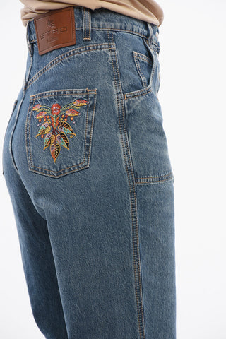 Super Wide Leg Denims with Embroidered Pockets