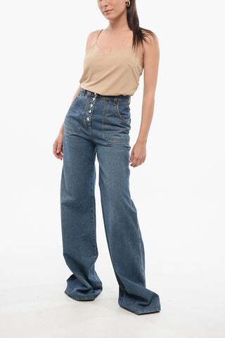 Super Wide Leg Denims with Embroidered Pockets