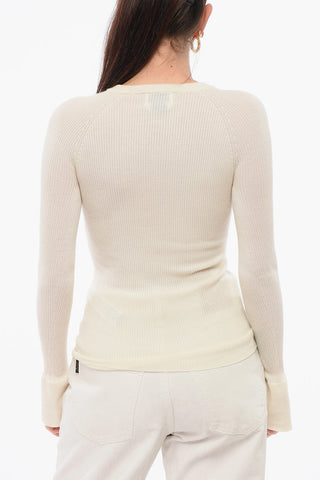 Crew Neck Ribbed Cashmere and Silk Sweater