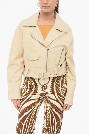 Giubbotto In Pelle Biker Cropped