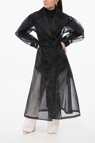 Trench in Organza Tecnica con Maniche Arricciate