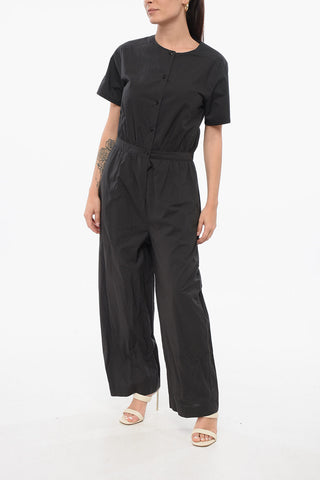 Jumpsuit aus Baumwoll-Popeline mit kurzen Ärmeln