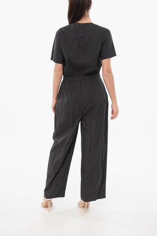 Jumpsuit aus Baumwoll-Popeline mit kurzen Ärmeln