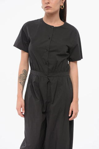 Jumpsuit aus Baumwoll-Popeline mit kurzen Ärmeln