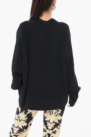 Stretch Cotton Oversized Sweater with Crew Neck