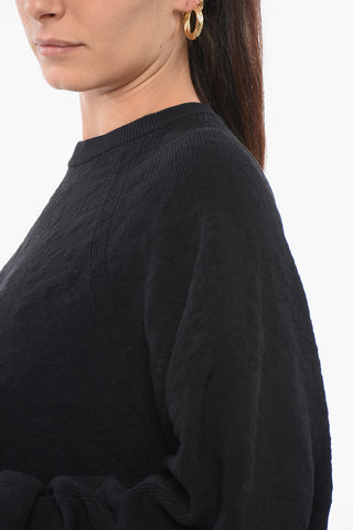 Stretch Cotton Oversized Sweater with Crew Neck