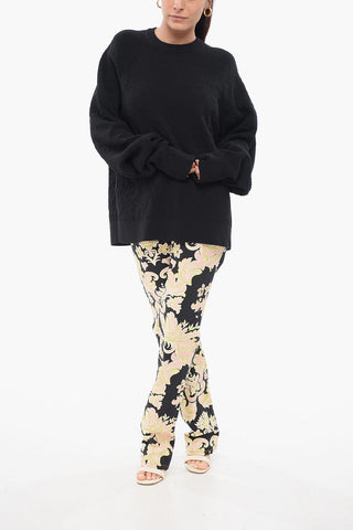 Stretch Cotton Oversized Sweater with Crew Neck