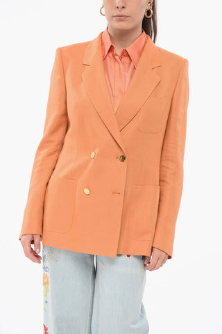 Blazer Doppiopetto In Lino Con Tasche A Toppa