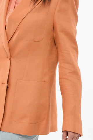 Blazer Doppiopetto In Lino Con Tasche A Toppa