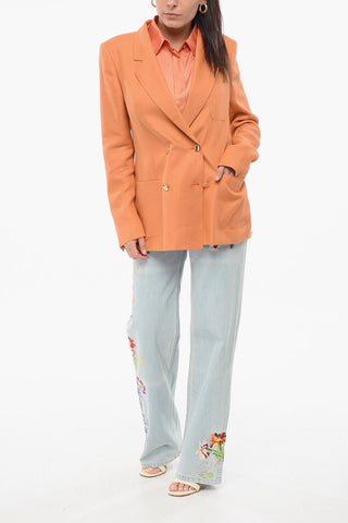 Blazer Doppiopetto In Lino Con Tasche A Toppa