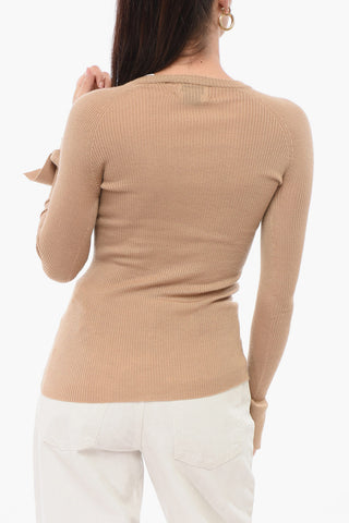 Crew Neck Ribbed Cashmere and Silk Sweater