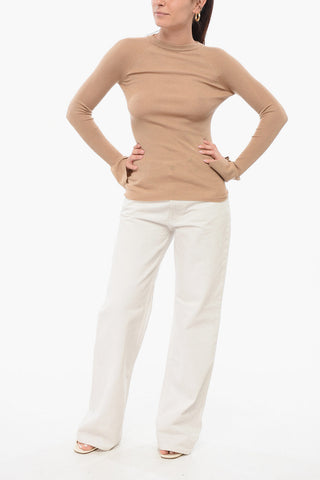 Crew Neck Ribbed Cashmere and Silk Sweater