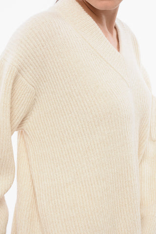 Oversized Lurex Wool Blend Pullover with V Neck