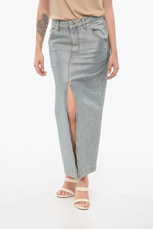 Gonna in Denim Lurex con Effetto Vintage