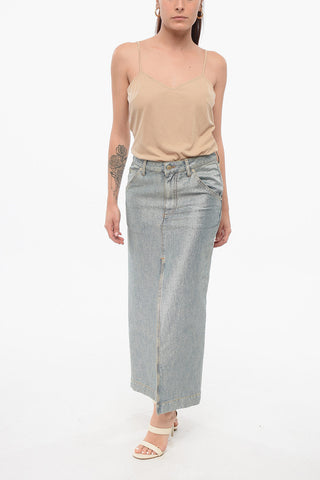 Gonna in Denim Lurex con Effetto Vintage