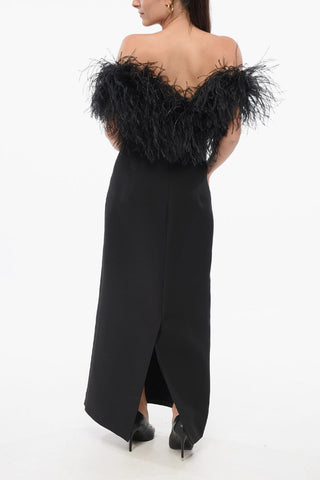 Abito in Misto Lana con Piume