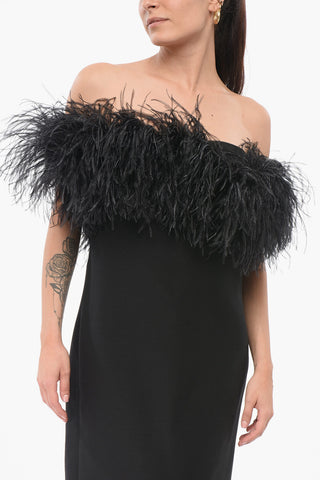 Abito in Misto Lana con Piume