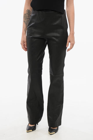 Leather Flared-Fit Pants SIMONE with Back Zip