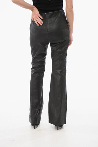 Leather Flared-Fit Pants SIMONE with Back Zip