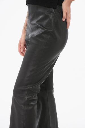 Leather Flared-Fit Pants SIMONE with Back Zip