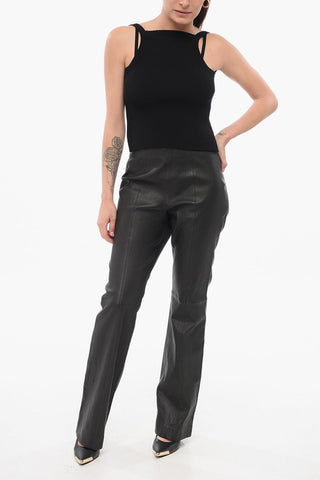 Leather Flared-Fit Pants SIMONE with Back Zip