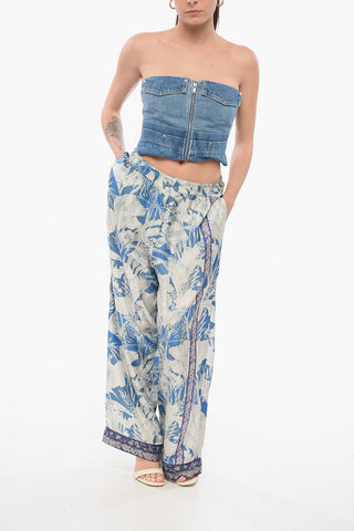 Pantaloni in Seta con Motivo Floreale