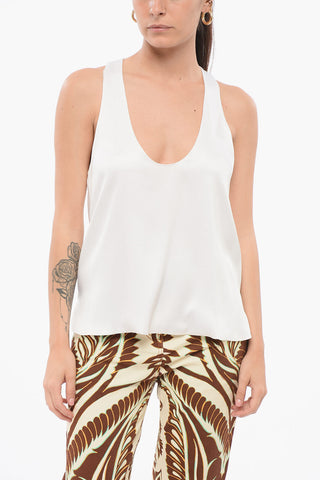 Top in Seta con Collo a U