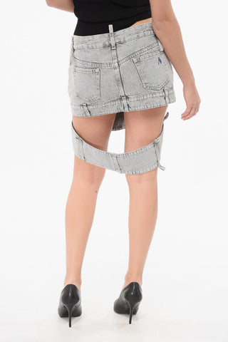 Cut-out Denim Miniskirt