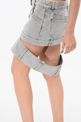 Cut-out Denim Miniskirt