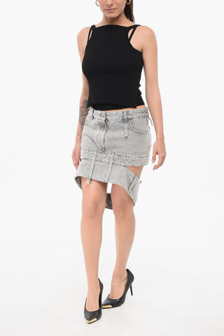 Cut-out Denim Miniskirt