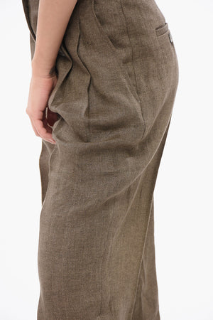 Linen Trousers ROSANNA with Herringbone Pattern