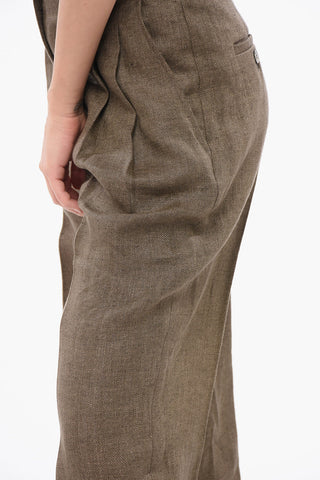 Linen Trousers ROSANNA with Herringbone Pattern