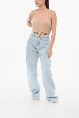 Jeans Mom Fit Lavaggio Chiaro con Ricami 25cm