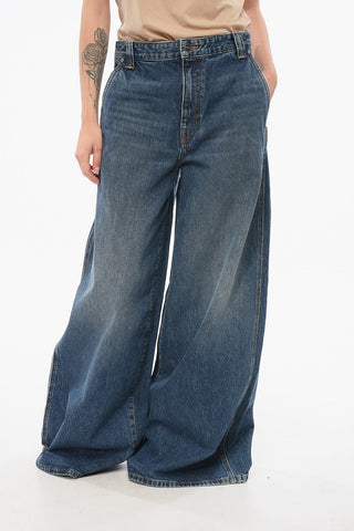 Jeans Super Wide Leg in Denim Lavaggio Scuro