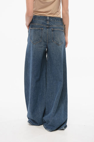 Jeans Super Wide Leg in Denim Lavaggio Scuro