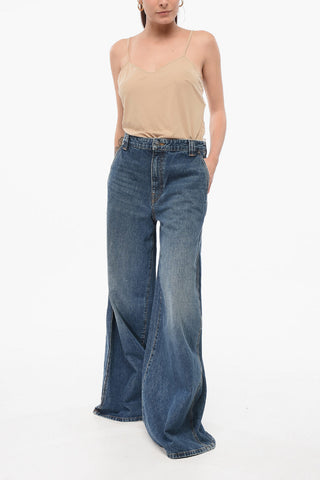Jeans Super Wide Leg in Denim Lavaggio Scuro