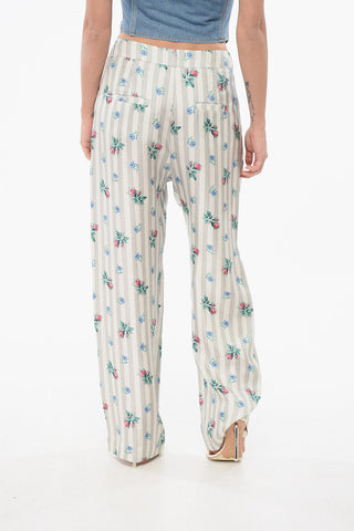 Pantaloni in Seta con Motivo Floreale