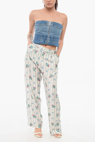 Pantaloni in Seta con Motivo Floreale