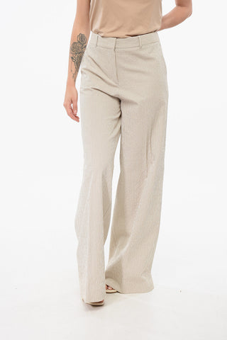 Wide-Leg Striped Trousers