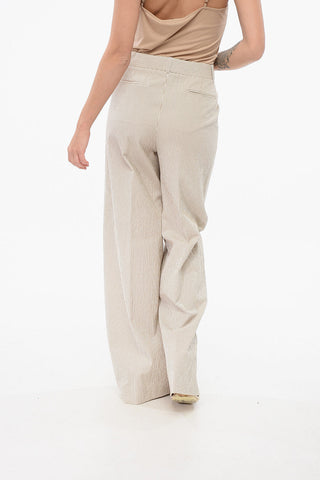 Wide-Leg Striped Trousers