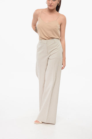 Wide-Leg Striped Trousers