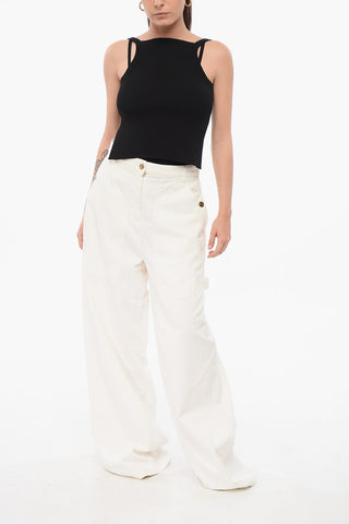 Jeans Palazzo in Denim Herringbone