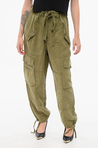 Pantaloni Cargo in Misto Lino