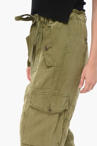 Pantaloni Cargo in Misto Lino
