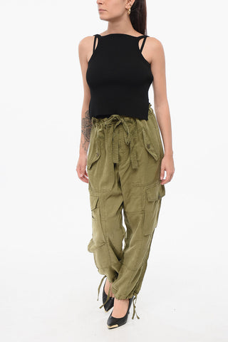 Pantaloni Cargo in Misto Lino