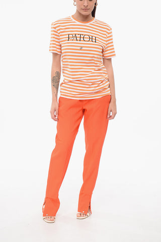 Baumwoll-T-Shirt mit Awning-Streifen und aufgedrucktem Logo