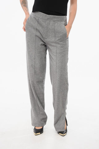Virgin Wool-Blend Trousers with One Pleat