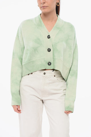 Tie Dye Virgin Wool Crop Cardigan